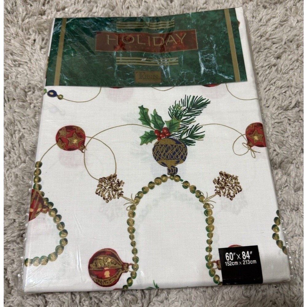 Tobin Holiday Christmas Tablecloth Cotton  60 x 84 Rectangle/Oblong New